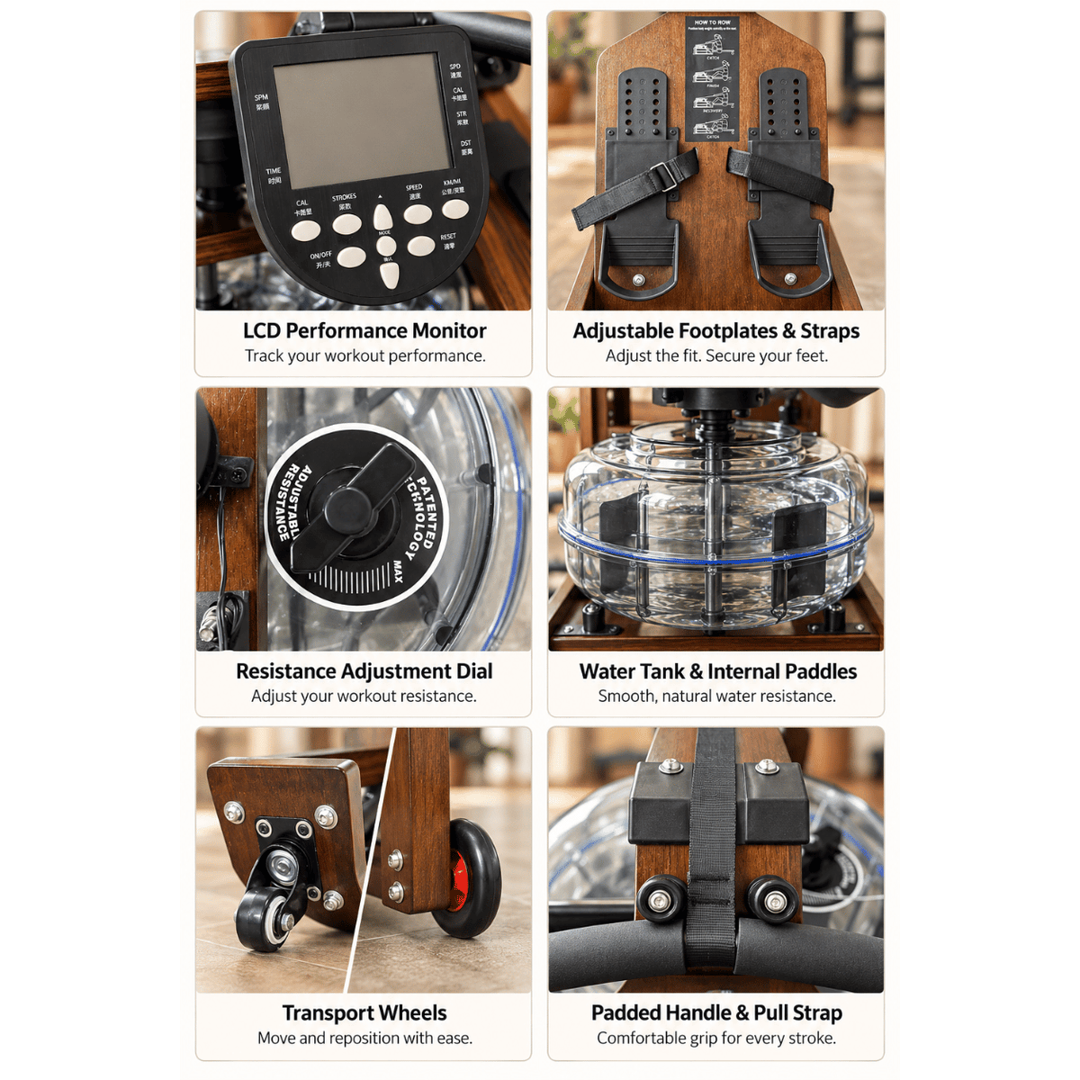 AquaGlide Foldable Water Rowing Machine