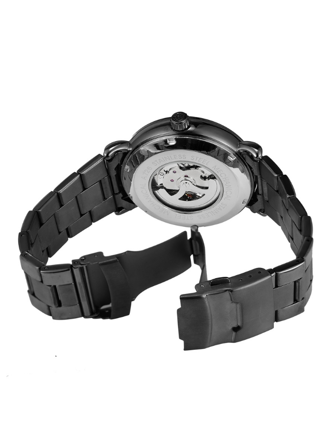 Lorenzo Automatic Stainless Steel Mens Watch - Black/White