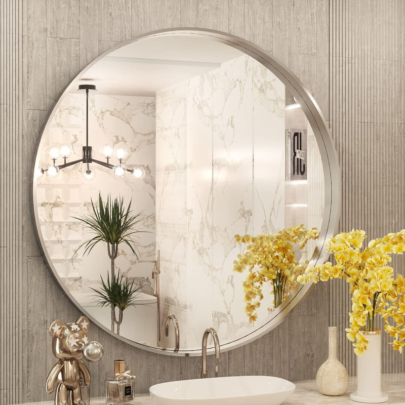 The Gracey Brushed Frame Hanging Mirror Silver