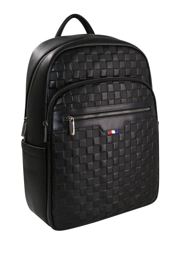 Stylish Black Interlaced PU Leather Backpack