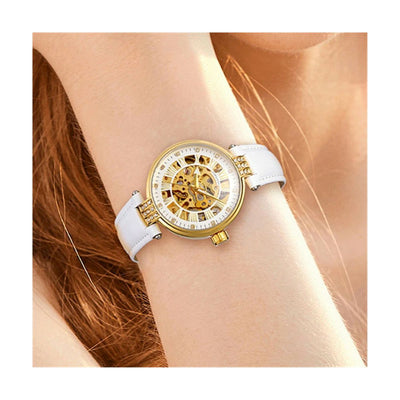 Vento Automatic Luxury Woman's Watch -White/Gold
