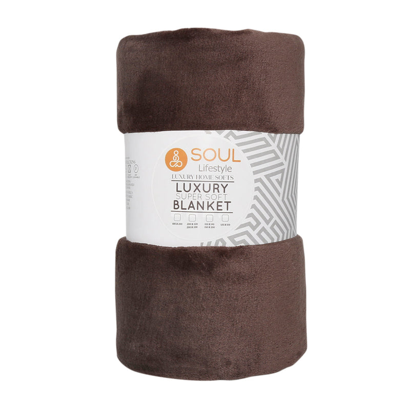 Luxury Super Soft Plush 240GSM Blanket - Chocolate