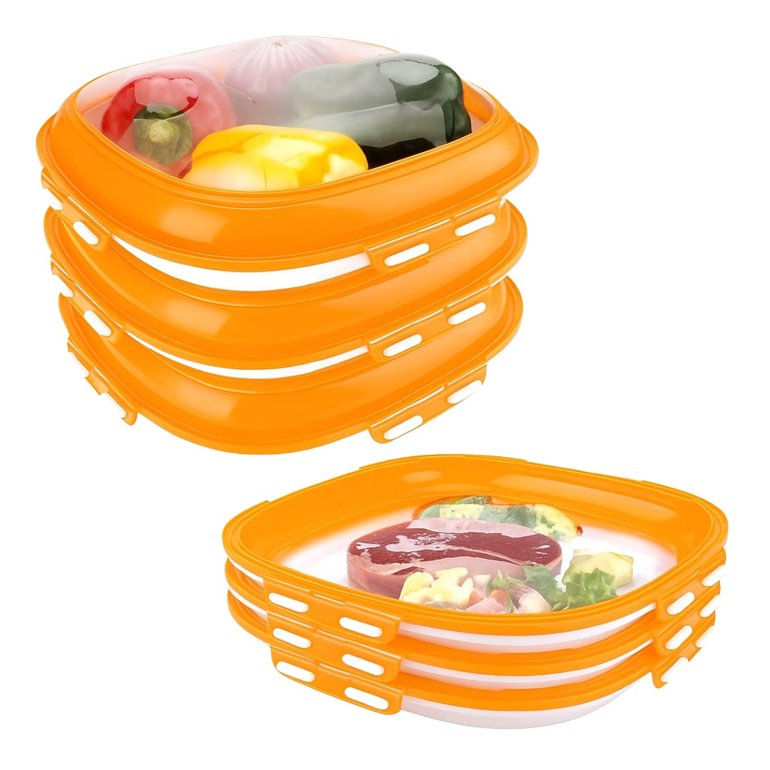 Reusable Leak-Proof Square Food Preservation Tray - Pack of 3