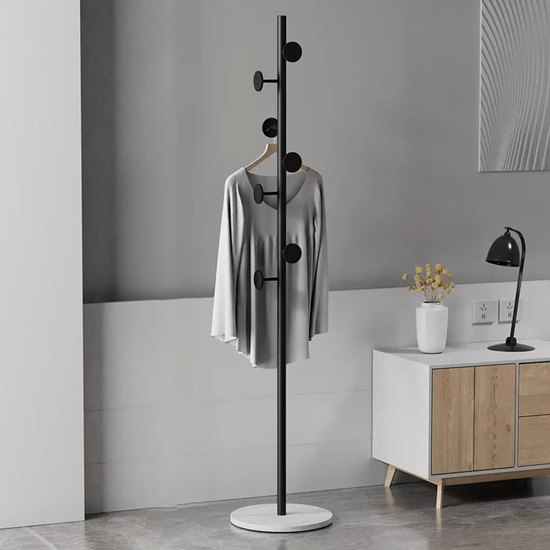 7-Circle Metal Hat & Coat Tree Round Rack with Slate Marble Base