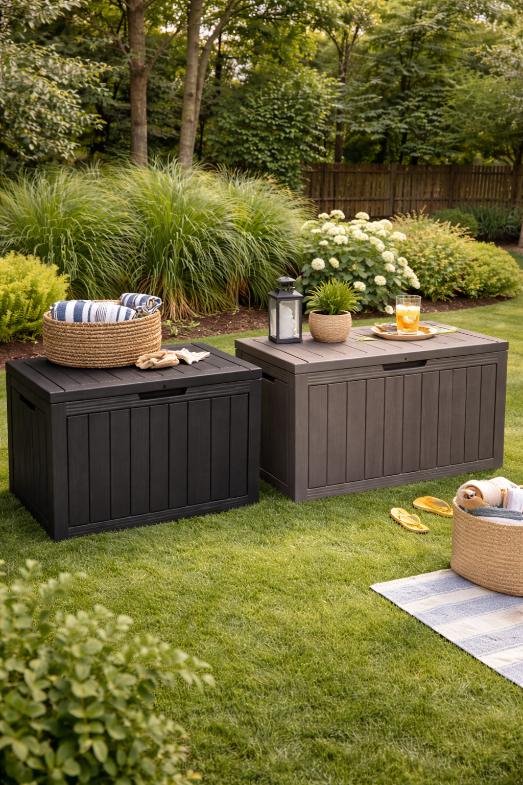 Outdoor Resin Storage Box 170L - Waterproof& UV-Resistant Patio Storage
