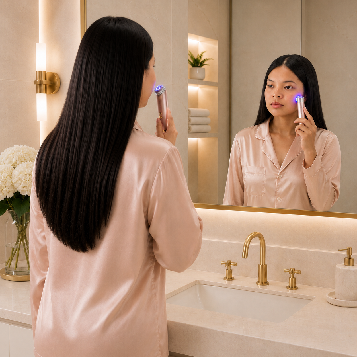 6-in-1 Multifunction Facial Beauty Device with Microcurrent, LED Light Therapy & Cooling Care