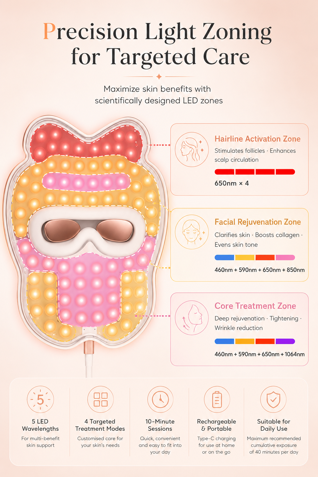 Photon Rejuvenation Mask – Advanced 5-Wavelength LED Light Therapy
