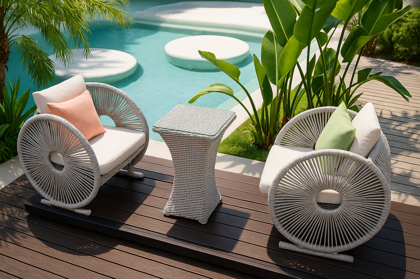 Luxury Outdoor Handwoven Rattan Rocking Sofa Chair