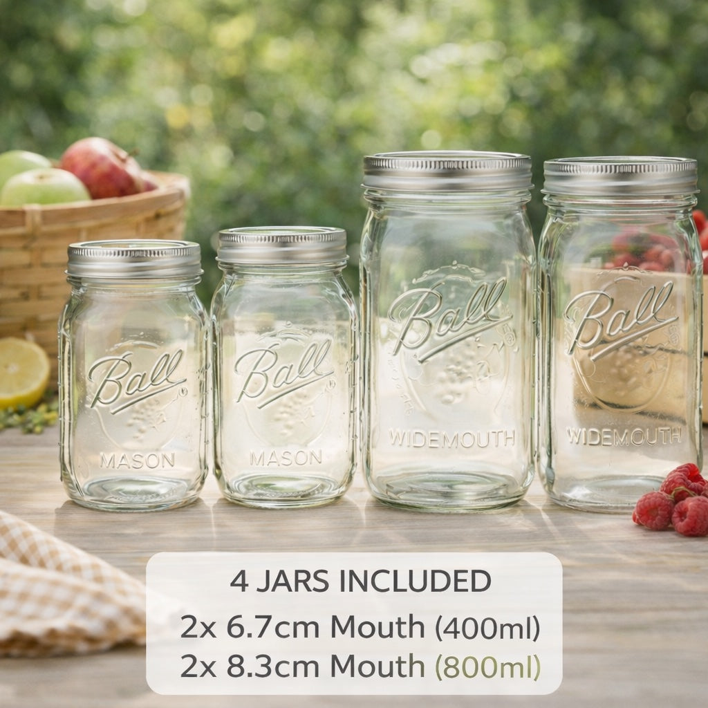 4-Pack Mason Jars with Stainless Steel Lids