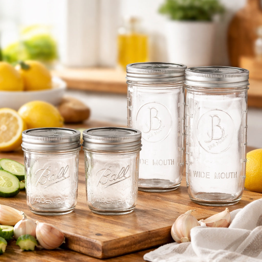 4-Pack Mason Jars with Stainless Steel Lids