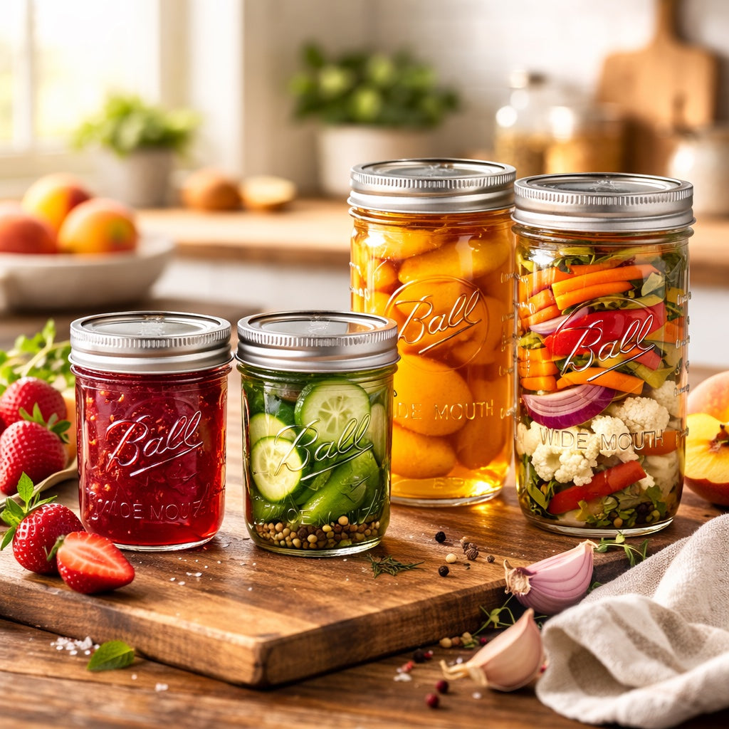 4-Pack Mason Jars with Stainless Steel Lids