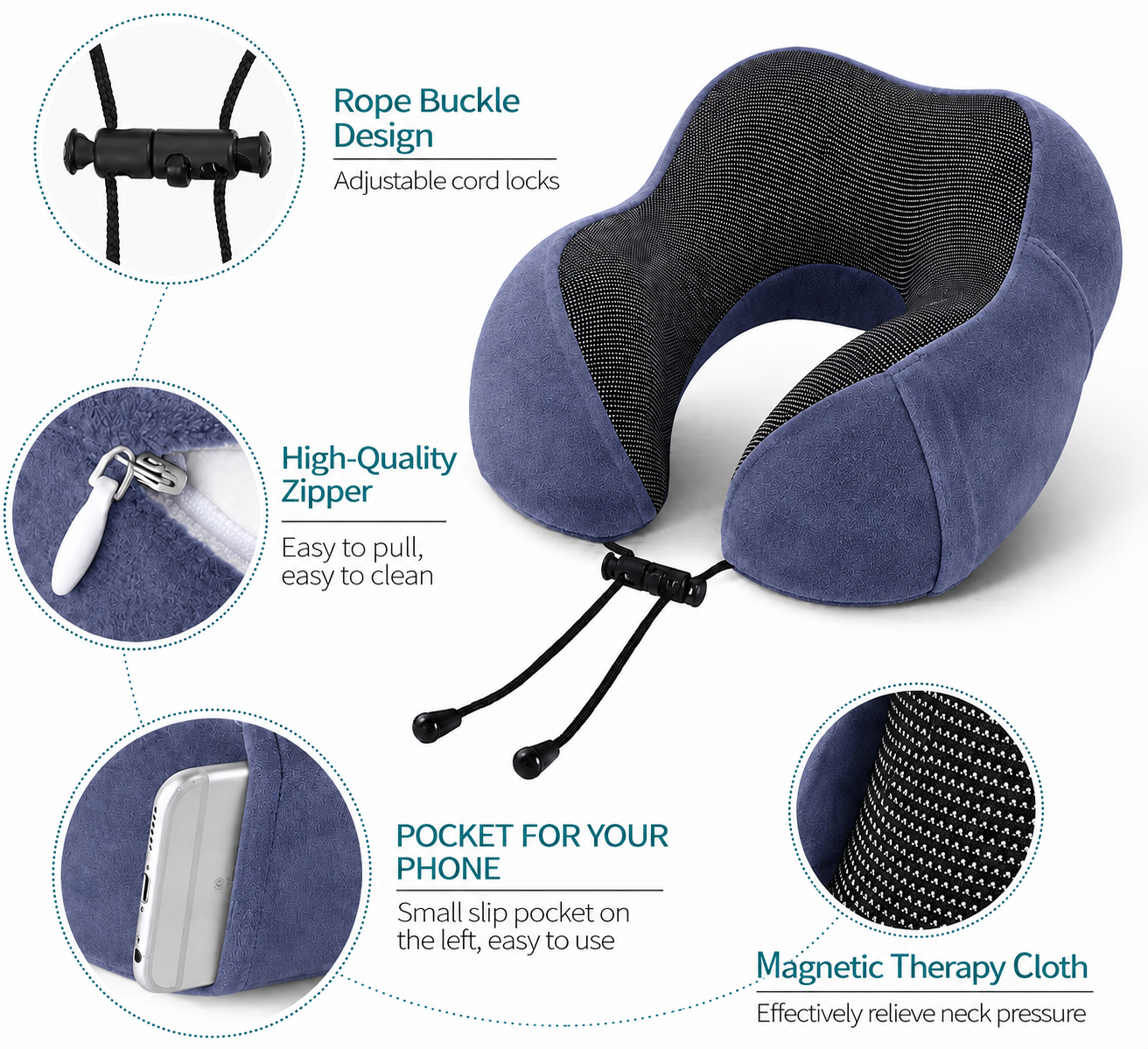 Ergonomic Memory Foam Travel Neck Pillow