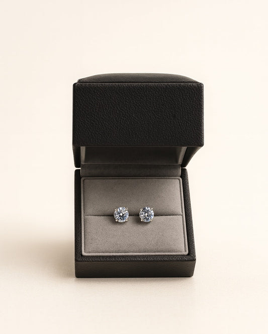 Classic White Gold Round Lab-Grown Diamond Stud Earrings