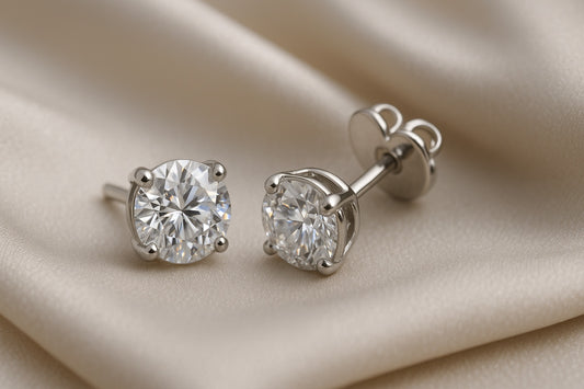 Classic White Gold Round Lab-Grown Diamond Stud Earrings