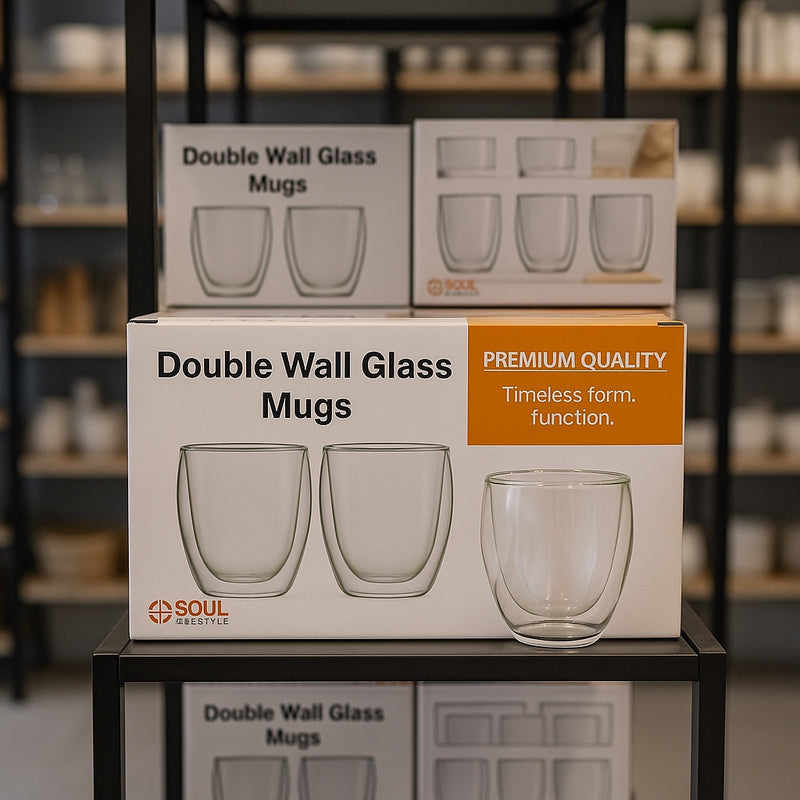Double-Wall Thermal Glass Mugs