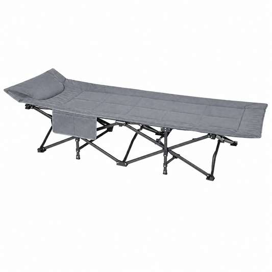 Soul Luxury Folding Camping Bed with Padded Headrest and Utility Side Pocket