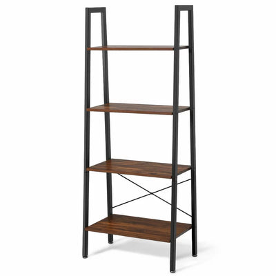 4-Tier Free-Standing Steel Frame Ladder Bookshelf