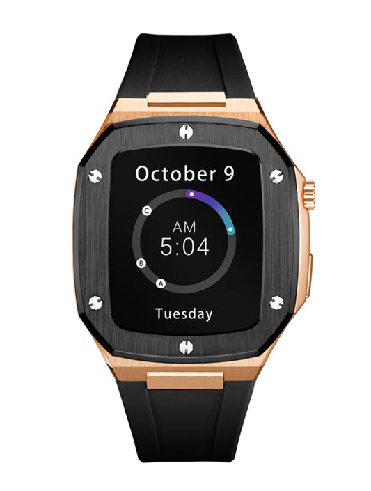 Iconic Luxury Black/Rose Gold Silicon Apple Watchband (44mm)