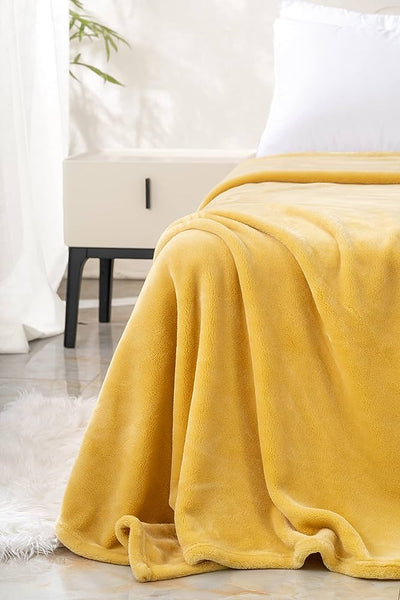 Luxury Super Soft Plush 240GSM Blanket - Ochre