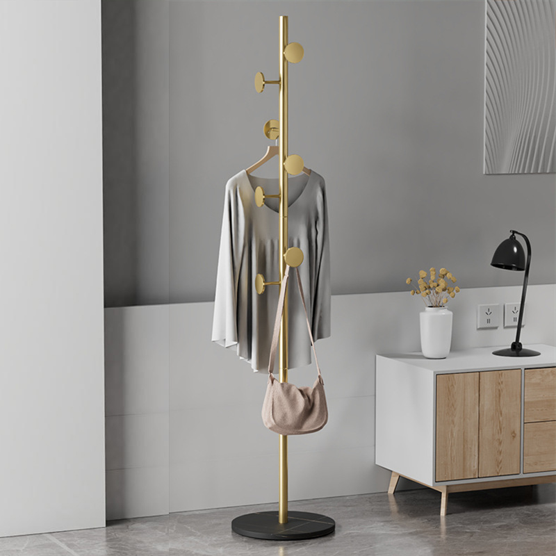 7-Circle Metal Hat & Coat Tree Round Rack with Slate Marble Base