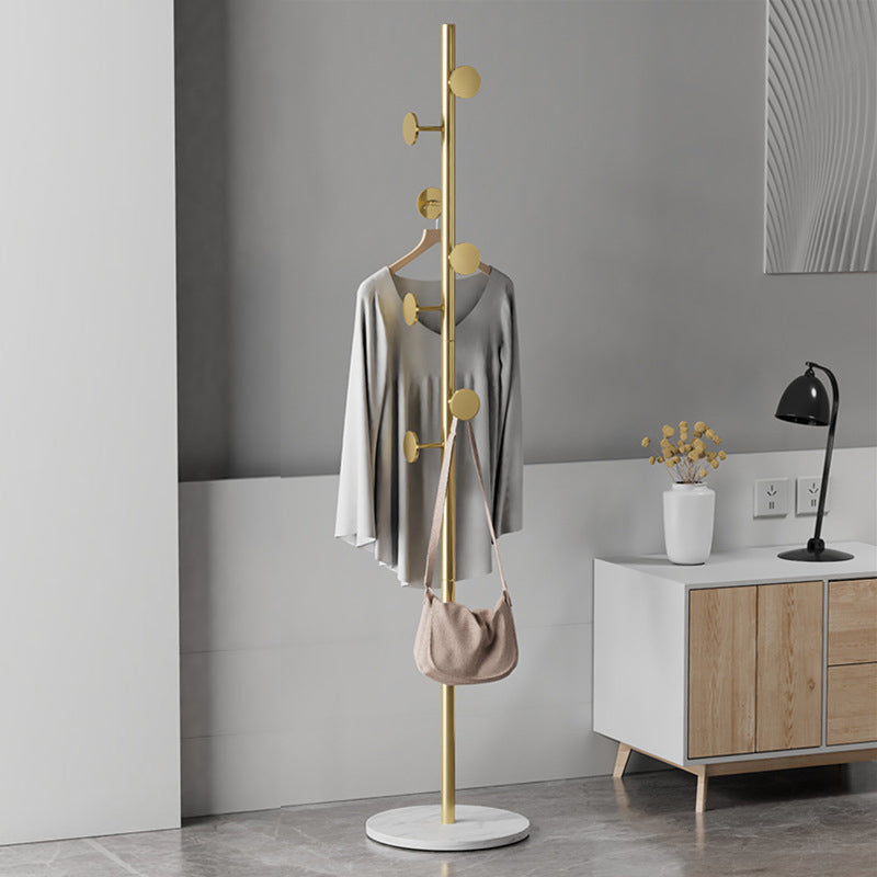 7-Circle Metal Hat & Coat Tree Round Rack with Slate Marble Base