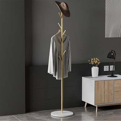 7-Hook Metal Hat & Coat Tree Rack with Slate Marble Base