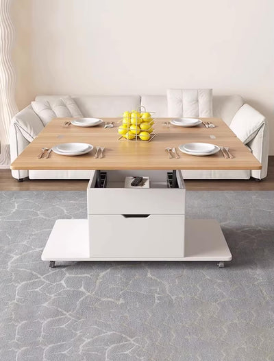 Modern Multi-Functional Convertible Coffee/Dining Table with 4 Stools & Storage