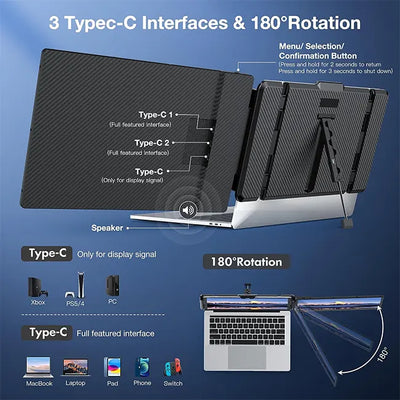 14" FHD 1080P Portable Laptop Screen Extender for Mac/Windows