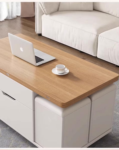 Modern Multi-Functional Convertible Coffee/Dining Table with 4 Stools & Storage