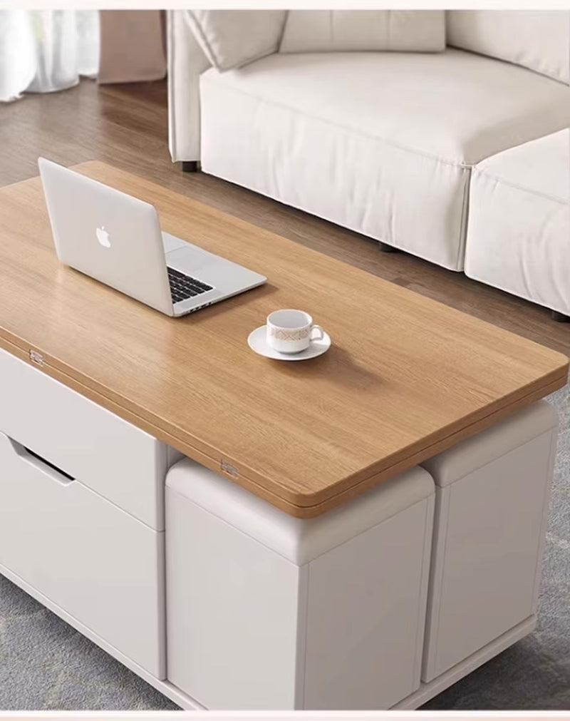 Modern Multi-Functional Convertible Coffee/Dining Table with 4 Stools & Storage