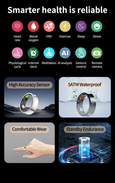 K3 Soul Health Ring - Advanced Ring for Heart Rate, Sleep and Step Tracking
