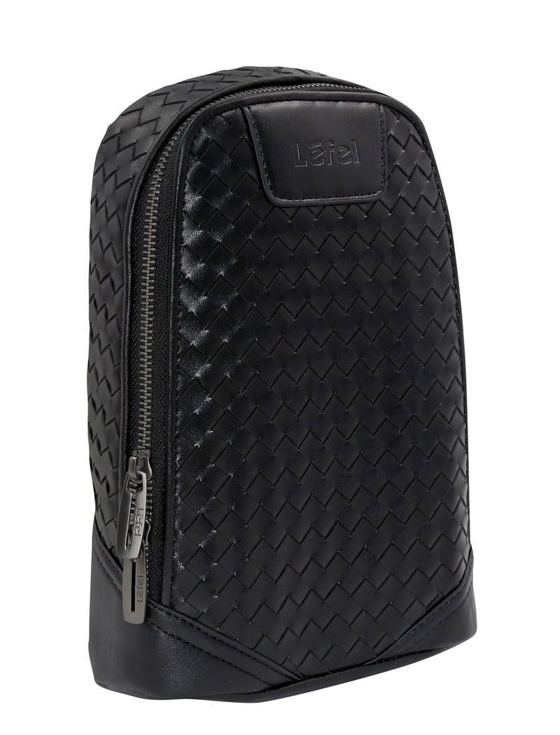 Chic Black Woven PU Leather Crossbody