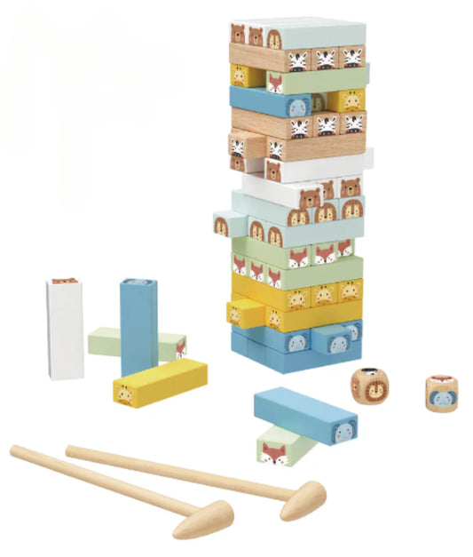 My Forest Friends Wooden Animal Jenga Stacking Game – 82 Piece Set