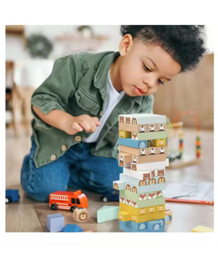 My Forest Friends Wooden Animal Jenga Stacking Game – 82 Piece Set