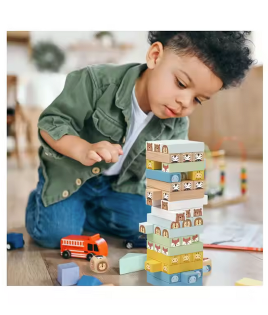 My Forest Friends Wooden Animal Jenga Stacking Game – 82 Piece Set