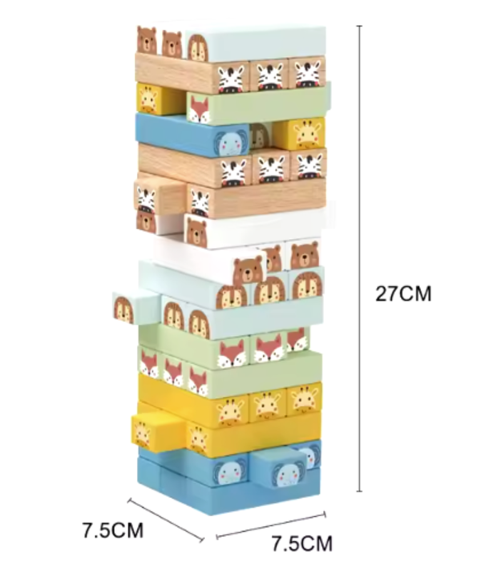 My Forest Friends Wooden Animal Jenga Stacking Game – 82 Piece Set
