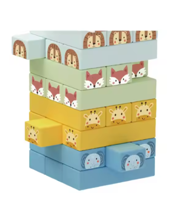 My Forest Friends Wooden Animal Jenga Stacking Game – 82 Piece Set