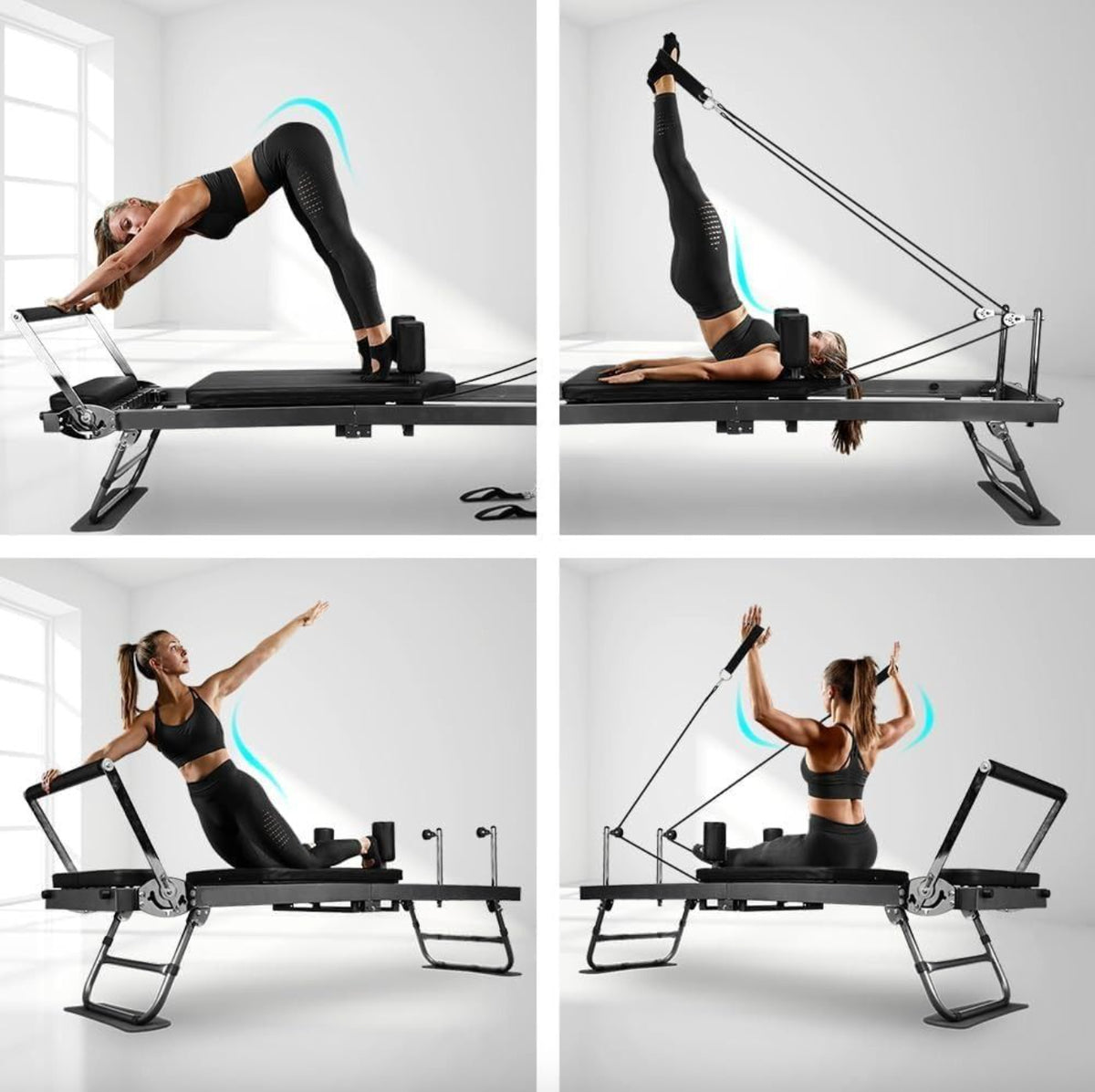 Foldable Pilates Reformer Machine - Portable Home Fitness & Yoga Equipment