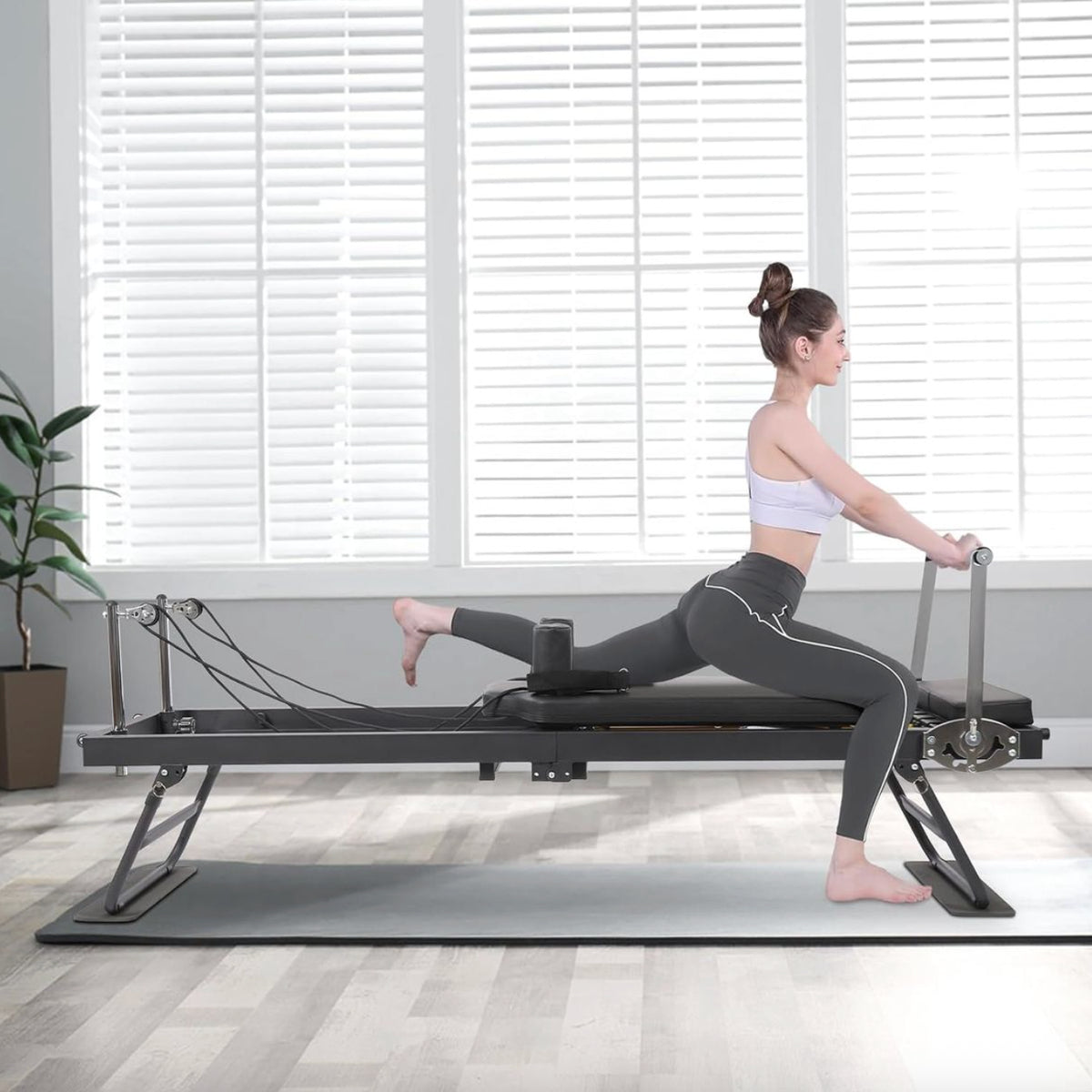 Foldable Pilates Reformer Machine - Portable Home Fitness & Yoga Equipment
