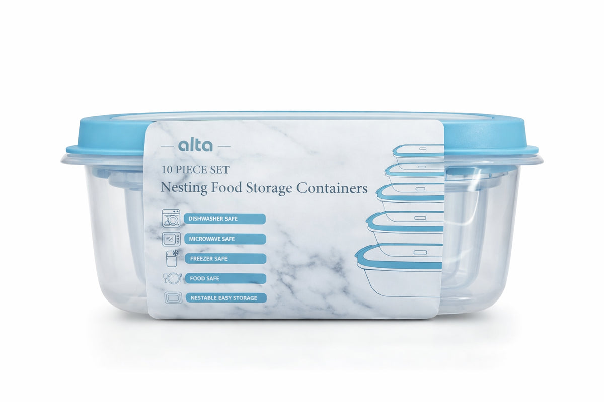 5-Piece Rectangular Nesting Food Storage Containers with Vented Lids