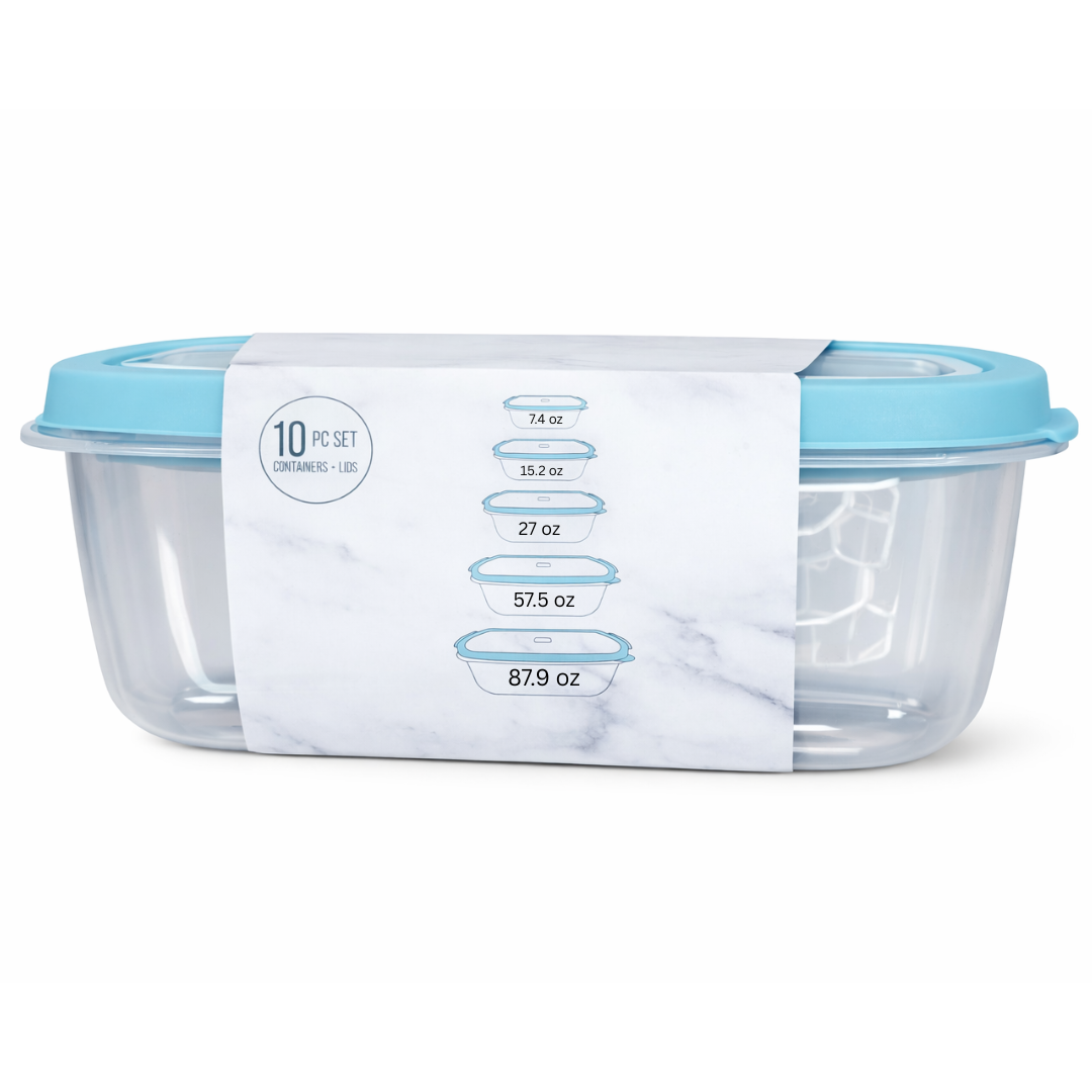 5-Piece Rectangular Nesting Food Storage Containers with Vented Lids
