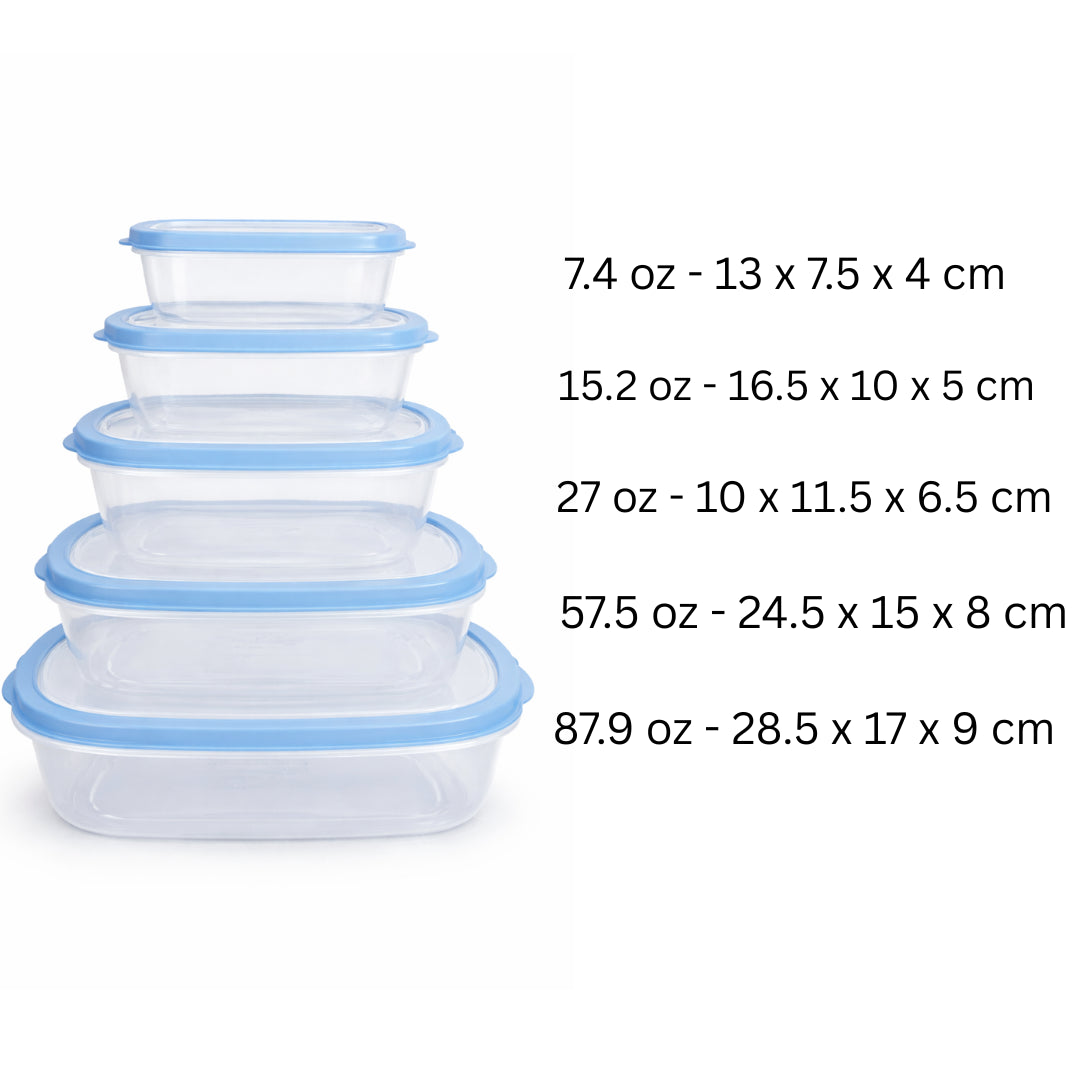 5-Piece Rectangular Nesting Food Storage Containers with Vented Lids