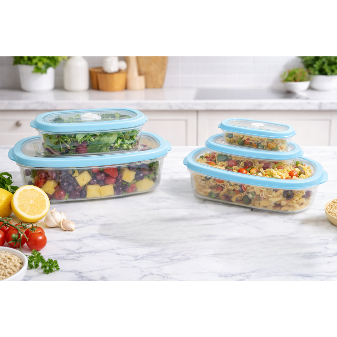5-Piece Rectangular Nesting Food Storage Containers with Vented Lids