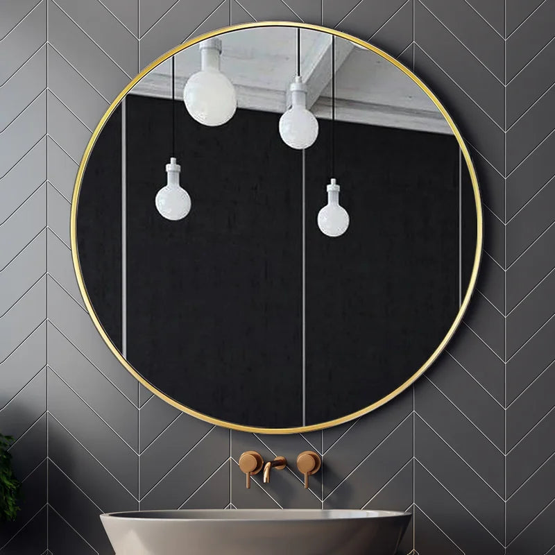 Brushed Frame Hanging Mirror Gold