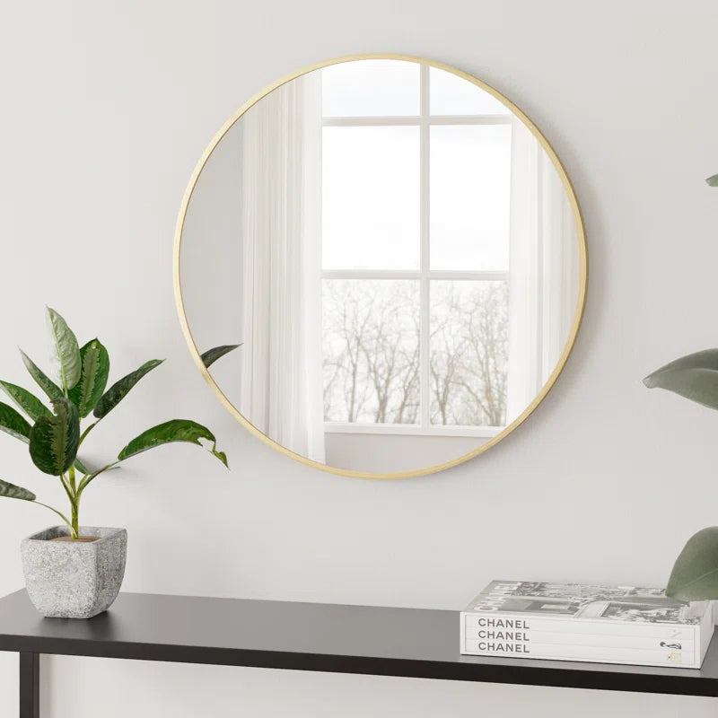 Brushed Frame Hanging Mirror Gold