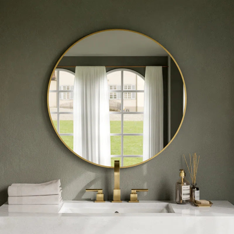 Brushed Frame Hanging Mirror Gold