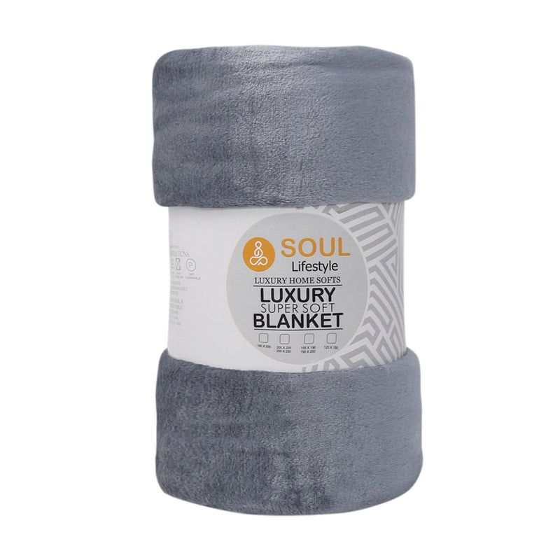 Luxury Super Soft Plush 240GSM Blanket - Charcoal