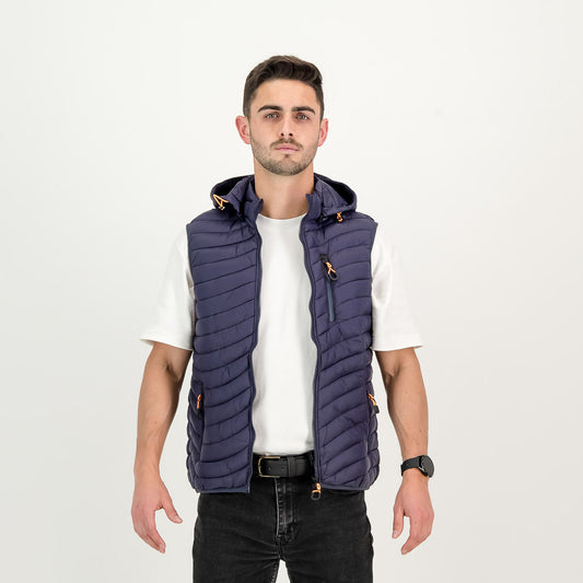 Men's Sleeveless Puffer Jacket with Reflective Zips