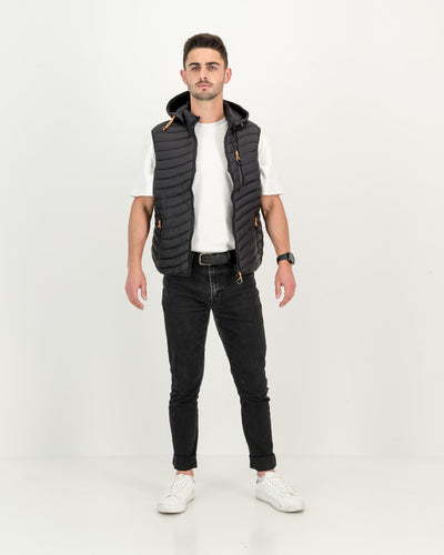 Men's Sleeveless Puffer Jacket with Reflective Zips