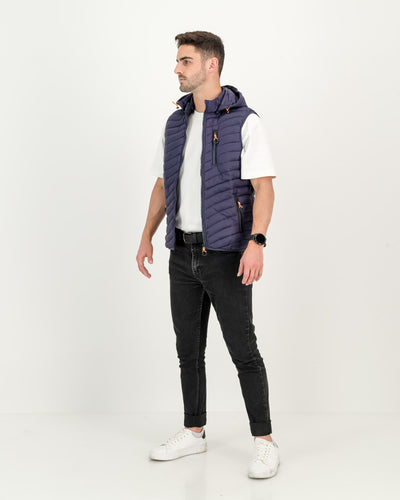 Men's Sleeveless Puffer Jacket with Reflective Zips